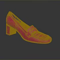 Fashionable Pink Block Heel Leather Shoe With Shiny Surface And Buckle Design