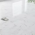 Clean White Marble Floor Tiles in Modern Room With Open Book And Green Plant Leaves