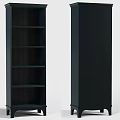 Dark Bookcase With Books Decorative Vases Jars Spheres And Storage Boxes On Shelves