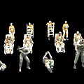 Weapon Equipped Military Toy Soldiers In Various Action Poses On Black Background