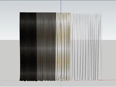 Various Colored Curtains Collection With Pleated Design And Textured Fabrics 3d model