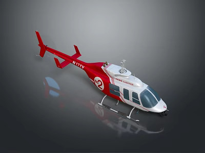 Red and White Rescue Helicopter Supporting Space Mission Operations and Astronaut Safety 3d model