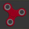 Red Fidget Spinner With Three Arms And Silver Metallic Rings On Black Surface 3d model