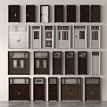 Multiple Security Door Styles In Black White Brown With Glass Inserts And Metal Frames 3d model