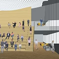 School Modern Atrium Space With Students Activities And Glass Walls Design