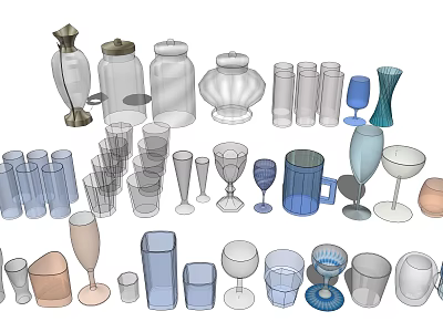 Various Types of Cups and Glassware 3D Models for Home Kitchen Use 3d model