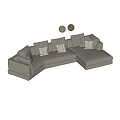 Modern Gray Sectional Sofa With Multiple Decorative Pillows And Upholstered Design