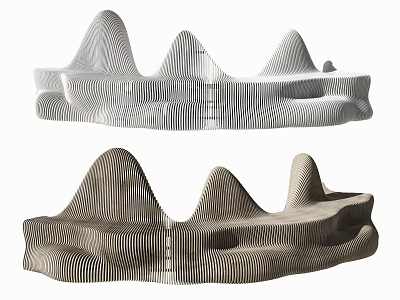 Abstract Sofa With Modern Wavy Design And Curved Structure For Living Room 3d model