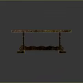 Wooden Table With Blood Red Spots On Natural Wooden Surface And Wavy Pattern Legs