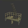 Industrial Construction Scaffolding Platform With Metal Ladder Guardrails And Safety Tools