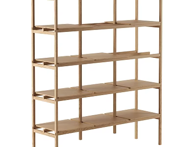 Modern Simple Wooden Shelving Unit With Multi Tiered Open Shelves For Home Storage 3d model