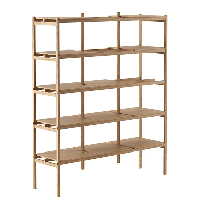 Modern Simple Wooden Shelving Unit With Multi Tiered Open Shelves For Home Storage 3d model