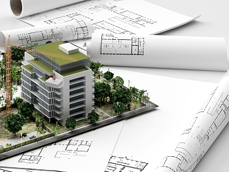 modern building construction 3d model