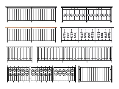 Different Decorative Metal Fence Designs With Ornate Patterns And Styles 3d model