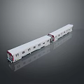White Modern Train With Two Carriages And Reflections On Gray Background 3d model