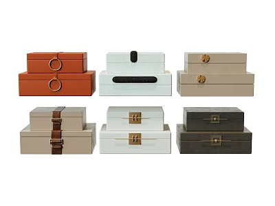 Elegant Decorative Ornament Collection Sets With Mixed Color Boxes Leather Trim And Metal Hardware 3d model