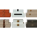 Elegant Decorative Ornament Collection Sets With Mixed Color Boxes Leather Trim And Metal Hardware