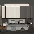 Modern Elegant Bedroom Interior With Paneled Headboard Wall Plush Bed And Accent Chair