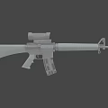 Military Style Assault Rifle With Tactical Scope Textured Barrel And Detachable Magazine