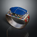 Unique Blue Beetle Bracelet With Colored Gemstones And Silver Metal Design