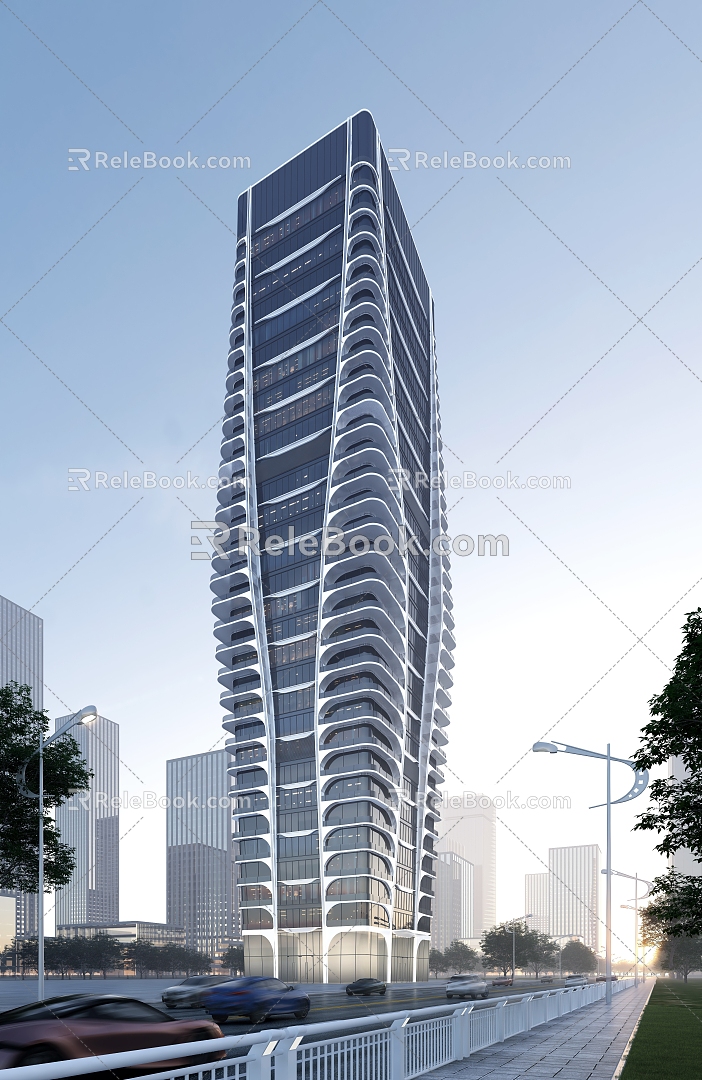 Modern Hotel Architecture Miesque High-rise Luxury Hotel 3d model