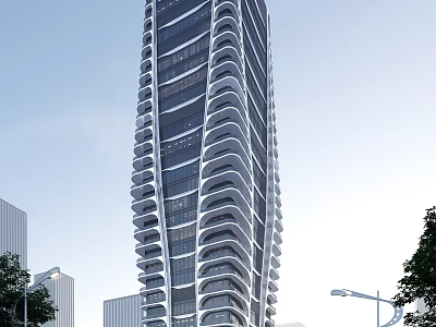 Modern Hotel Architecture Miesque High-rise Luxury Hotel 3d model