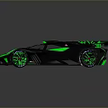 Modern Green and Black Supercar With Sleek Aerodynamic Design And Green Wheels