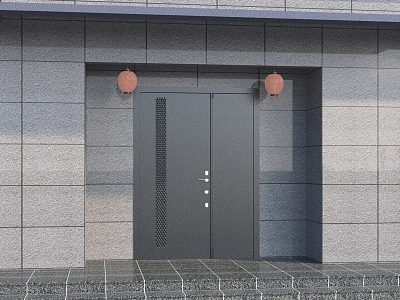 Door Main Door Entrance Door Main Door Lantern Building Entrance Steps Building Effect Diagram 3d model