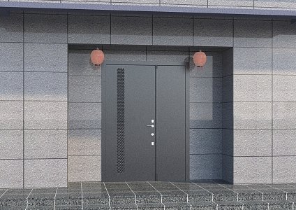 Door Main Door Entrance Door Main Door Lantern Building Entrance Steps Building Effect Diagram 3d model