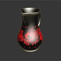 Sleek Black Electric Kettle Featuring Red Floral Pattern for Home Daily Use