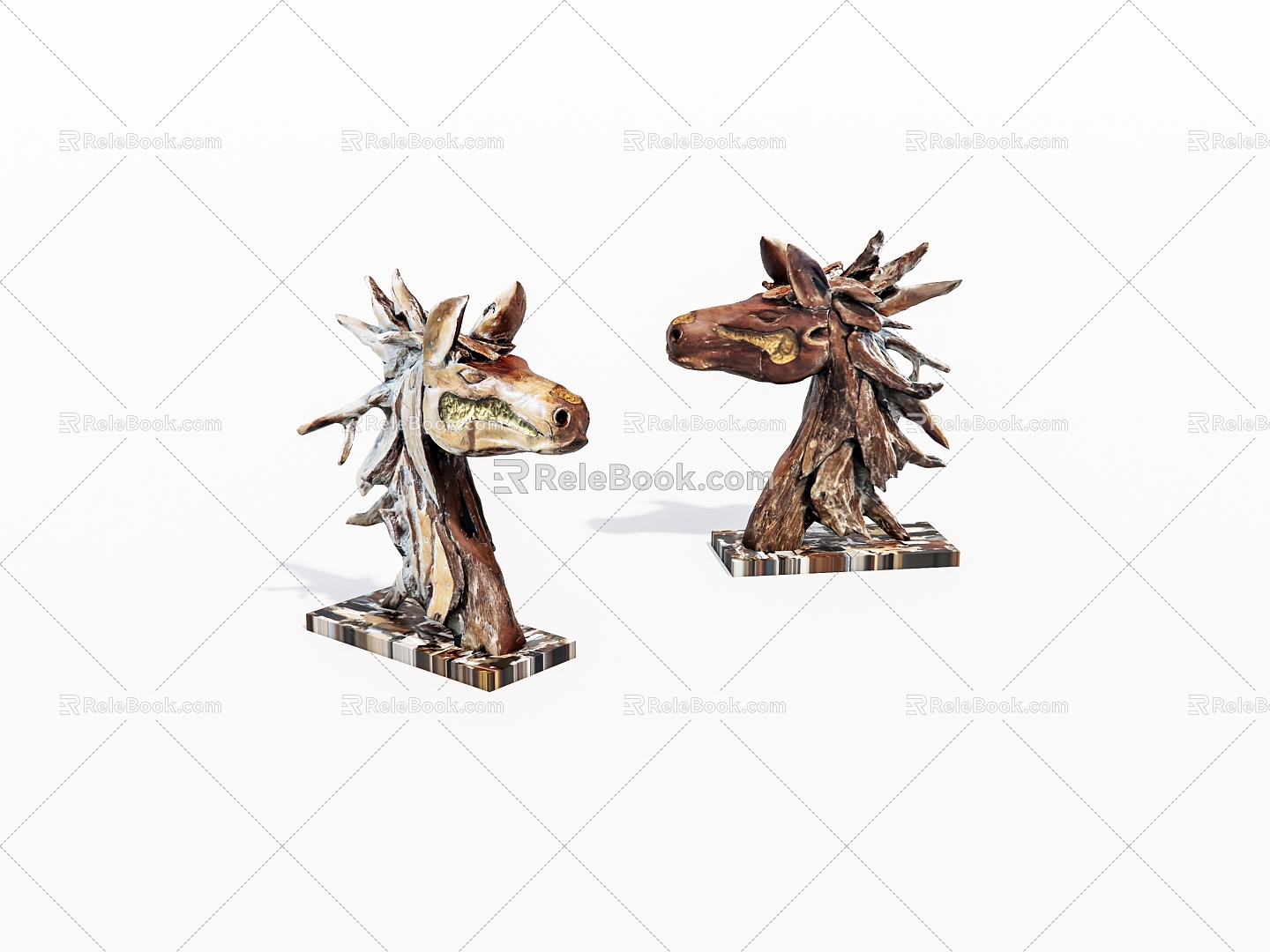 Old carved wooden horse model