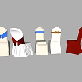 Dining Chairs With Decorative Colorful Bows And Sashes In Beige White Red