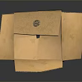 Open Brown Cardboard Box With Blue Label For Daily Household Supplies