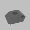 Gray Polyhedral Mechanical Part 3D Model With Circular Hole And Small Grooves 3d model