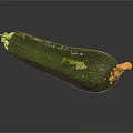 Fresh Ripe Green Zucchini Vegetable With Smooth Skin On Dark Background