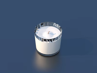 Shiny White Candle With Silver Metallic Rim On Dark Background Surface 3d model