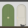 Modern double-door arched door 3d model