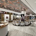 Elegant Jewelry Store Interior Featuring Glass Display Cases And Decorative Ceiling Design