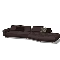 Dark Brown L Shaped Sectional Sofa With Decorative Pillows Modern Style 3d model