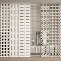 Modern Indoor Room Divider With Various White Patterned Partition Designs 3d model