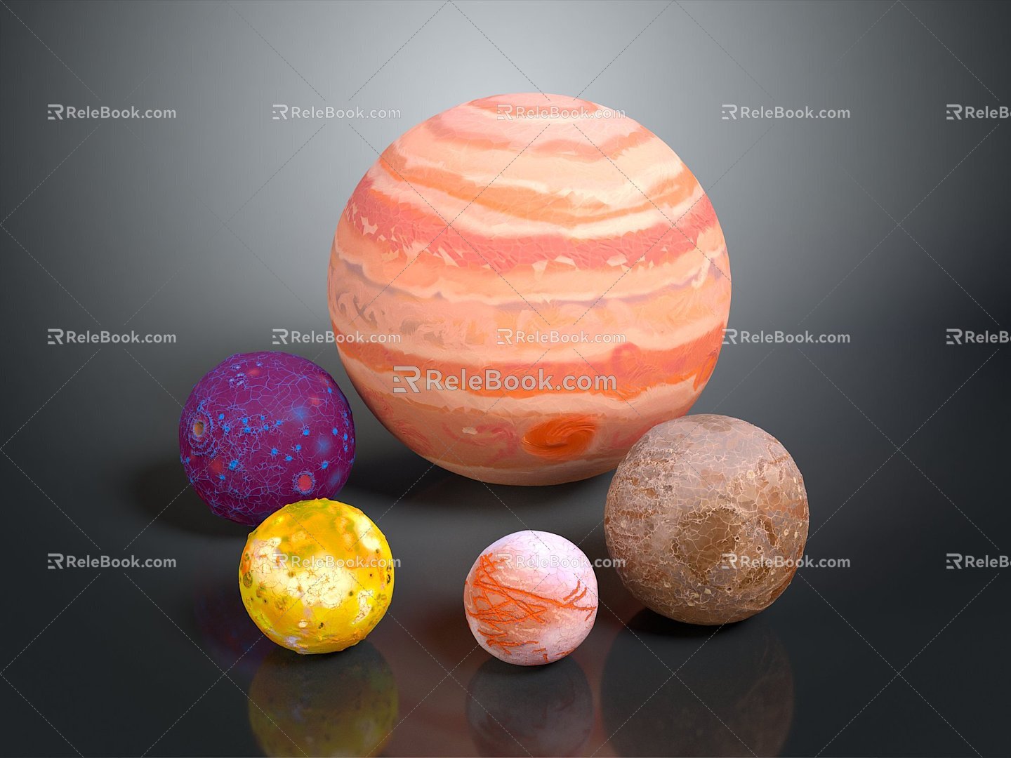 Sun Moon Solar System Saturn Jupiter Mars Earth Pluto Neptune Venus celestial body 3d model