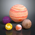 Vibrant Cosmic Landscape With Colorful Planets Of Different Sizes And Textures