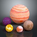 Sun Moon Solar System Saturn Jupiter Mars Earth Pluto Neptune Venus celestial body 3d model