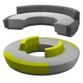 Modern Multi Person Sofa Featuring Curved Circular Design With Gray Yellow Sections 3d model