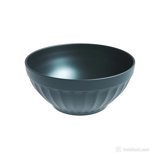 Modern Black Textured Bowl With Smooth Interior And Decorative Exterior Design 3d model 