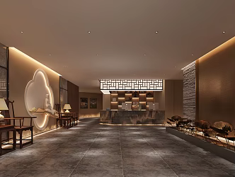 New Chinese Hall Lobby on the Second Floor 3d model