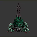 Green And Purple Mythical Scorpion Creature With Sharp Claws Spiked Back And Curved Tail