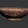 Red Brown Cracked Ceramic Bowl With Worn Surface For Daily Use 3d model