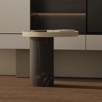 Modern Marble Side Table With Round Top And Cylindrical Base For Living Room Decor 3d model