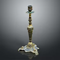 Vintage Brass Candlestick With Intricate Carved Details And Elegant Decorative Base Design